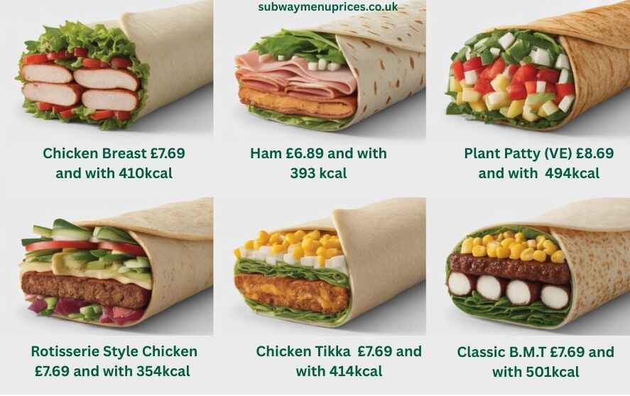 Subway Wrap menu