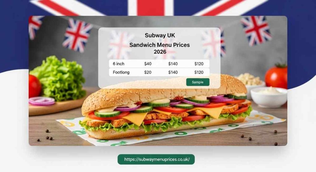 Subway UK Sandwich Menu