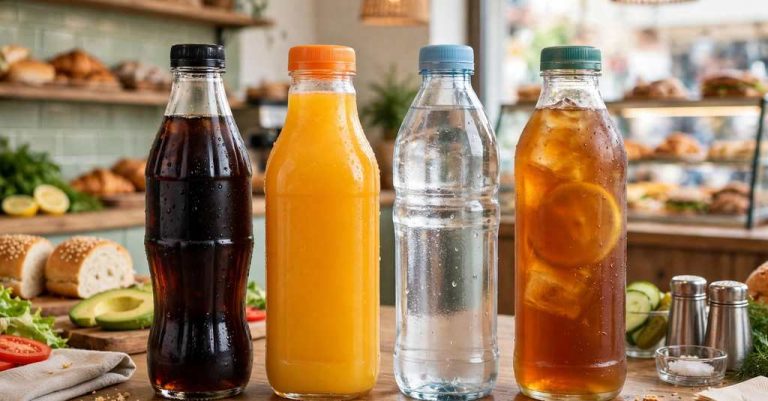 subway drinks bottles and cups on a counter