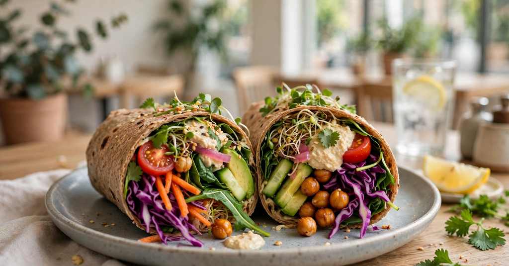 subway vegan options wrap with chickpeas and fresh vegetables