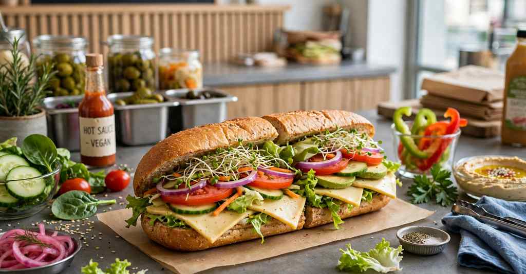 subway vegan options plant patty sub with fresh vegetables